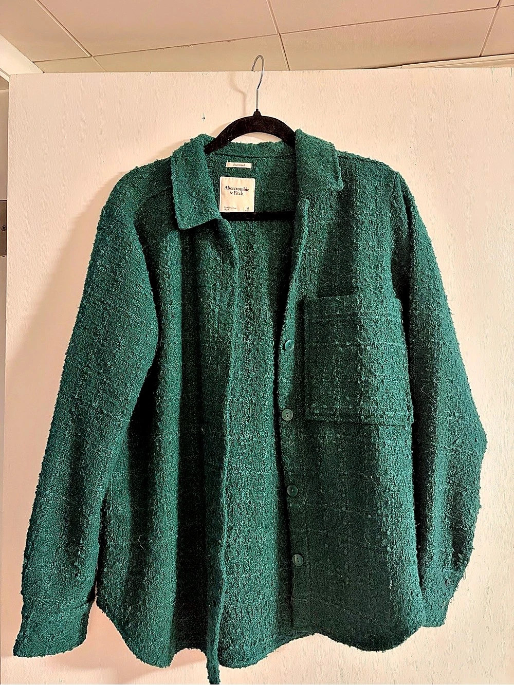 Abercrombie & Fitch Green Teddy Jacket Size Medium Like New